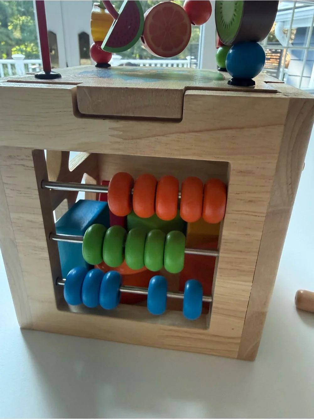 HELLOWOOD Wooden Activity Cube, 8-in-1 Montessori Baby toy